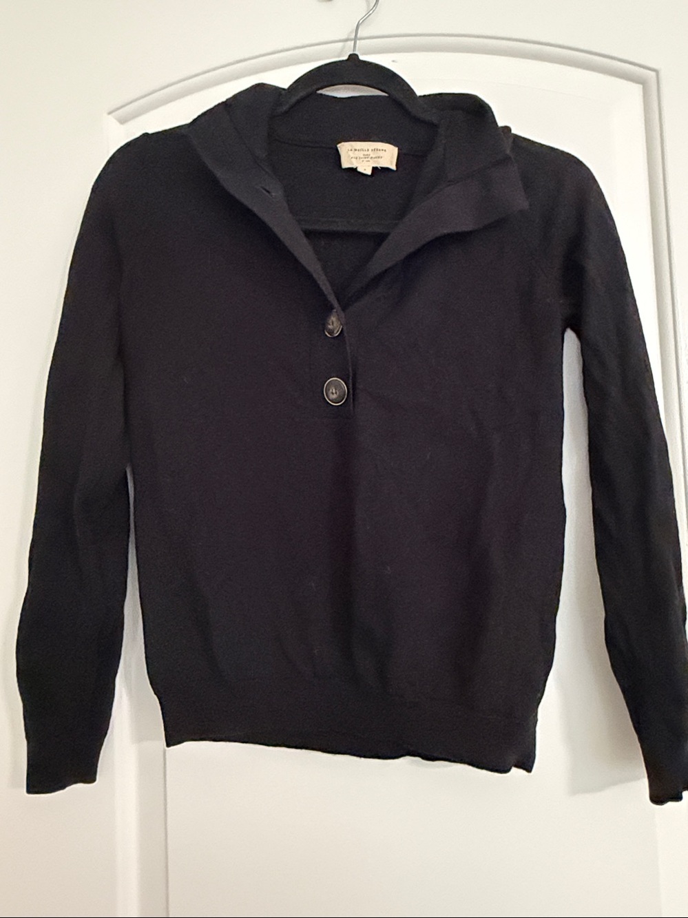 Sezane Timothy Jumper Sweater Black Merino Wool Small S